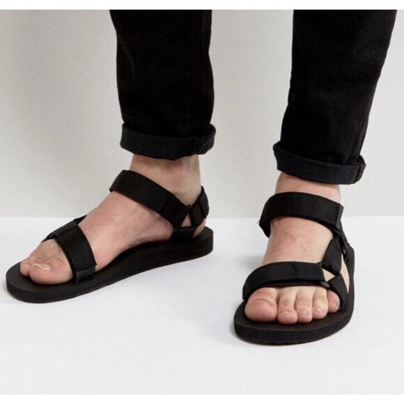 Men's Teva Original Universal Black Suede Strap And Footbed Sandal Size 13 - Picture 2 of 12